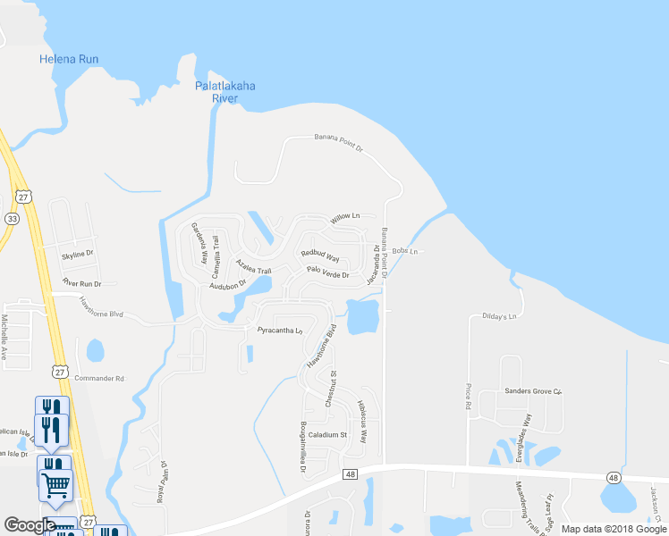 map of restaurants, bars, coffee shops, grocery stores, and more near 507 Palo Verde Drive in Leesburg