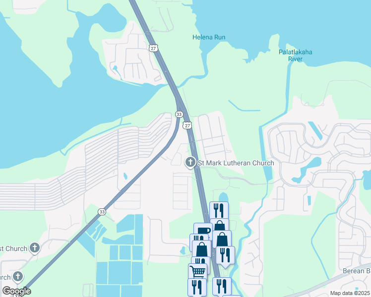 map of restaurants, bars, coffee shops, grocery stores, and more near 28327 U.S. 27 in Leesburg