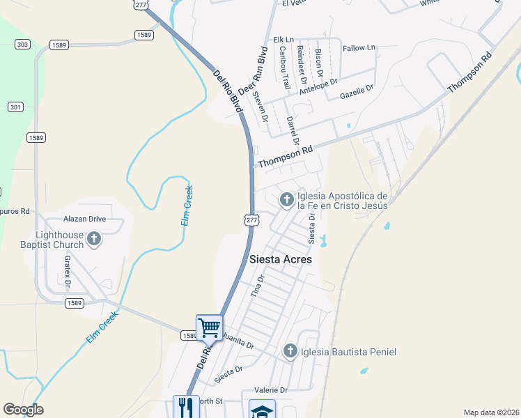 map of restaurants, bars, coffee shops, grocery stores, and more near 1296 Agarita Drive in Eagle Pass