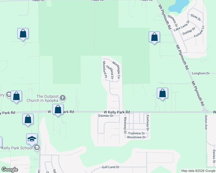 map of restaurants, bars, coffee shops, grocery stores, and more near 1283 Monteagle Circle in Apopka