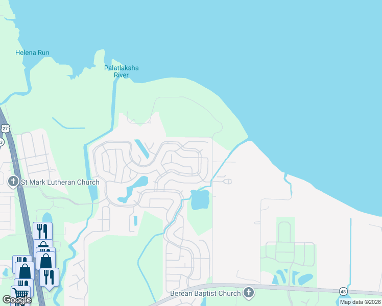 map of restaurants, bars, coffee shops, grocery stores, and more near 403 Palo Verde Drive in Leesburg