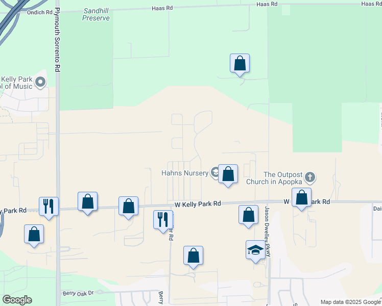 map of restaurants, bars, coffee shops, grocery stores, and more near 2428 Cedar Rose Street in Apopka