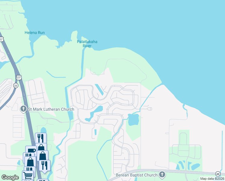 map of restaurants, bars, coffee shops, grocery stores, and more near 118 Jacaranda Drive in Leesburg