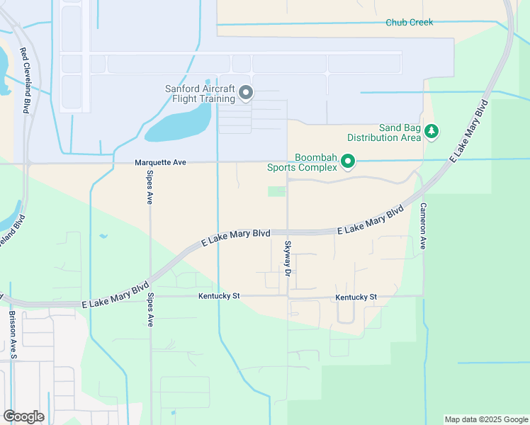 map of restaurants, bars, coffee shops, grocery stores, and more near 3566 Skyway Drive in Sanford