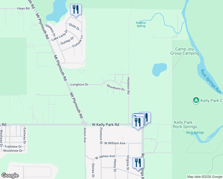 map of restaurants, bars, coffee shops, grocery stores, and more near 130 Longhorn Drive in Apopka