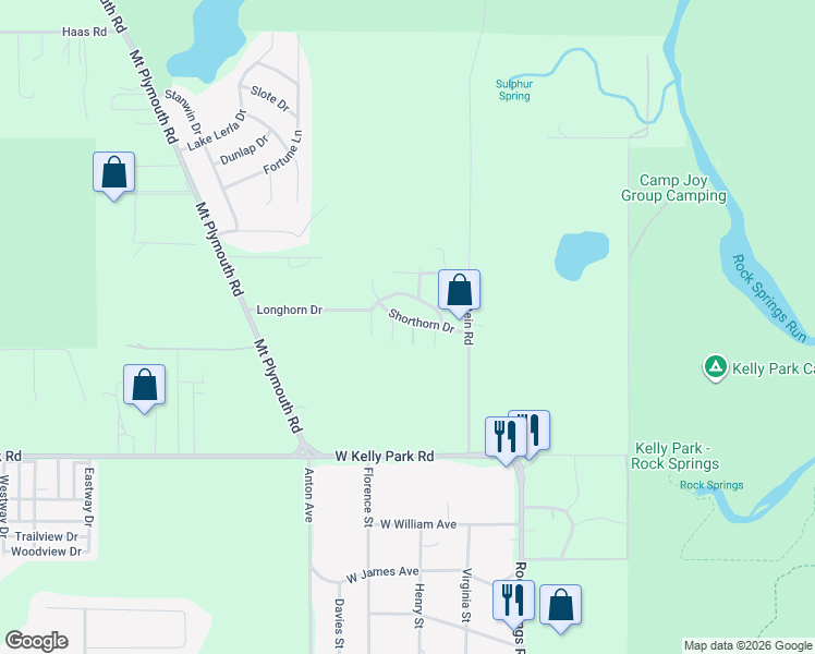 map of restaurants, bars, coffee shops, grocery stores, and more near 130 Longhorn Drive in Apopka