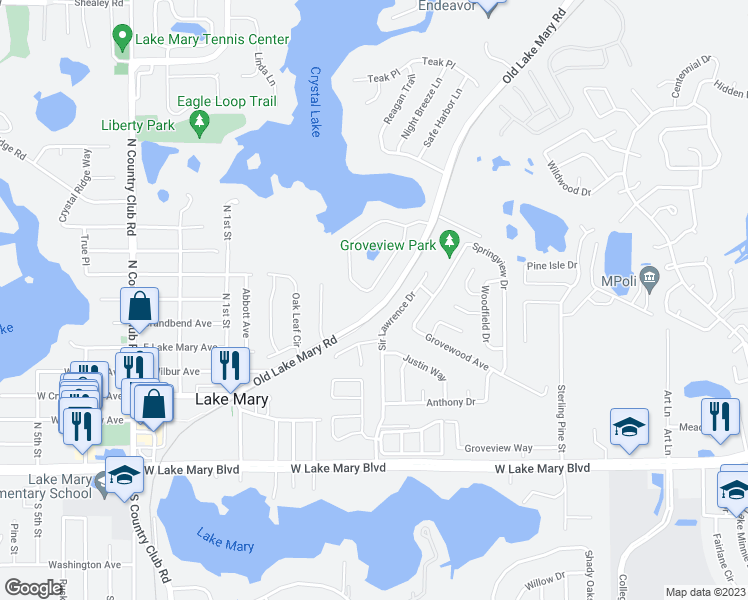 map of restaurants, bars, coffee shops, grocery stores, and more near 132 Estates Circle in Lake Mary