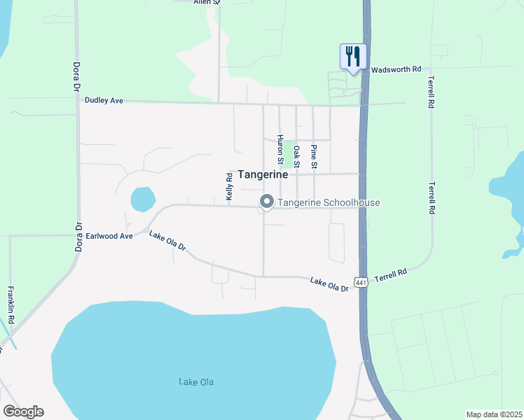 map of restaurants, bars, coffee shops, grocery stores, and more near 7306 Earlwood Avenue in Mount Dora