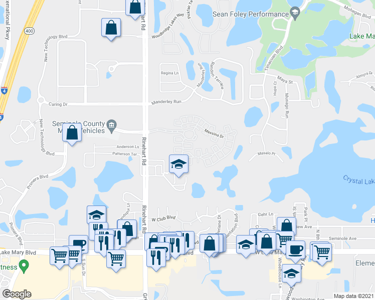 map of restaurants, bars, coffee shops, grocery stores, and more near 817 Lobelia Drive in Lake Mary