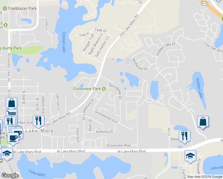 map of restaurants, bars, coffee shops, grocery stores, and more near 122 Sandpoint Court in Sanford