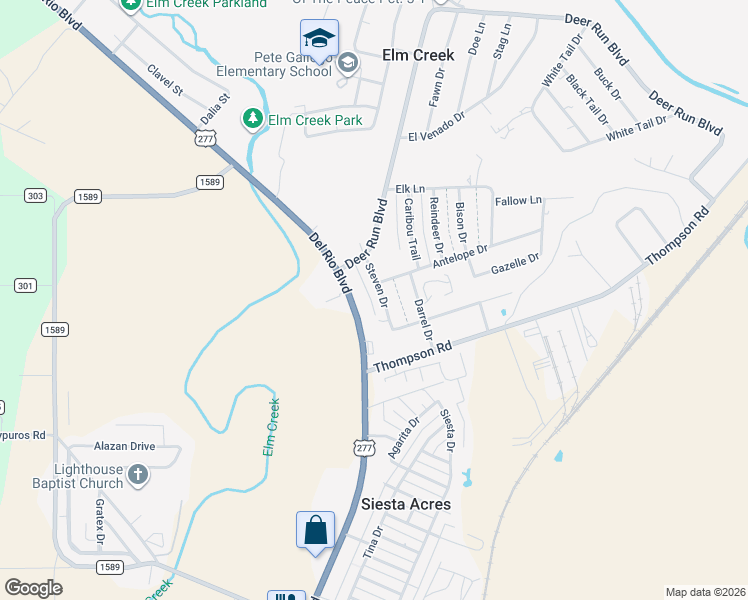 map of restaurants, bars, coffee shops, grocery stores, and more near 3568 Steven Drive in Eagle Pass
