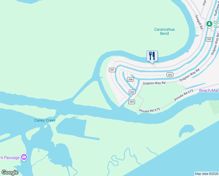 map of restaurants, bars, coffee shops, grocery stores, and more near 2216 County Road 201 in Bay City