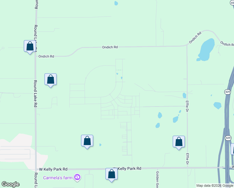map of restaurants, bars, coffee shops, grocery stores, and more near 4338 Ondich Road in Apopka