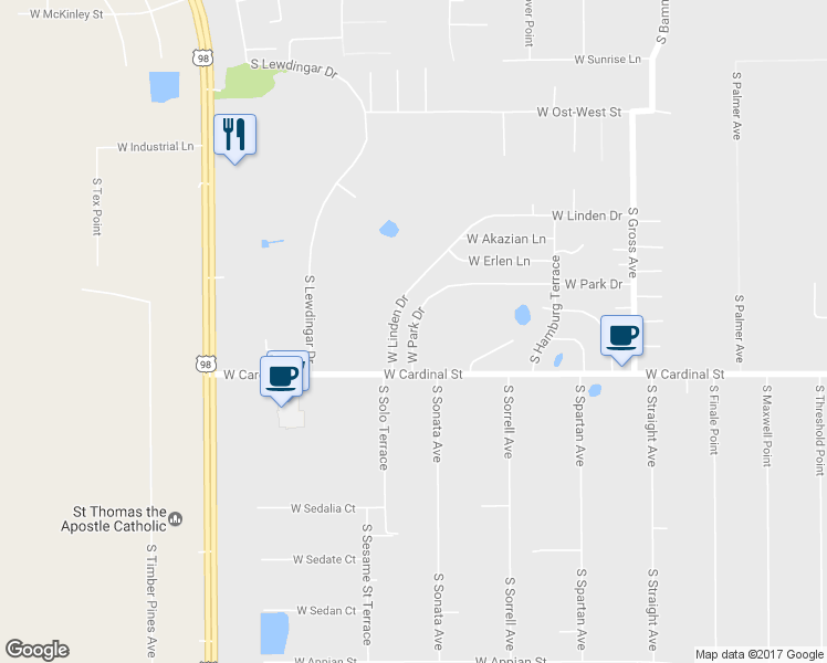 map of restaurants, bars, coffee shops, grocery stores, and more near 6750 West Park Drive in Homosassa