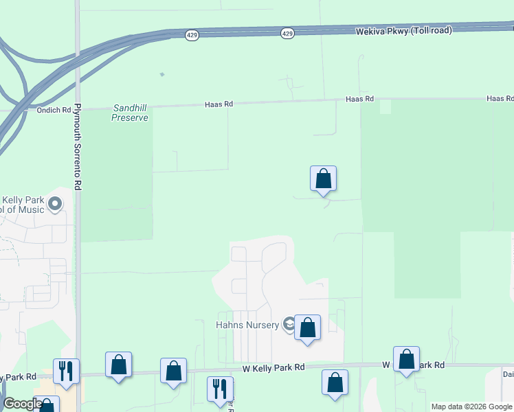 map of restaurants, bars, coffee shops, grocery stores, and more near 2743 Park Ridge Street in Apopka