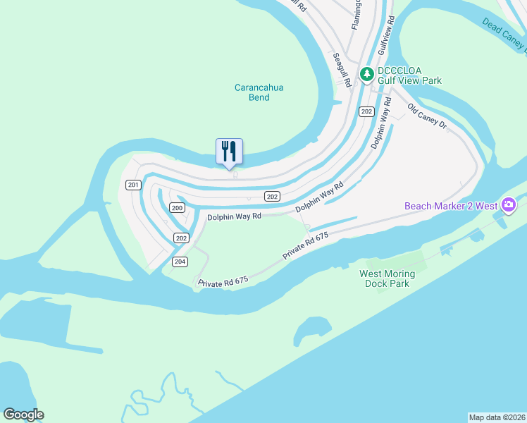 map of restaurants, bars, coffee shops, grocery stores, and more near 750 Cr 204 Dolphin Way in Bay City