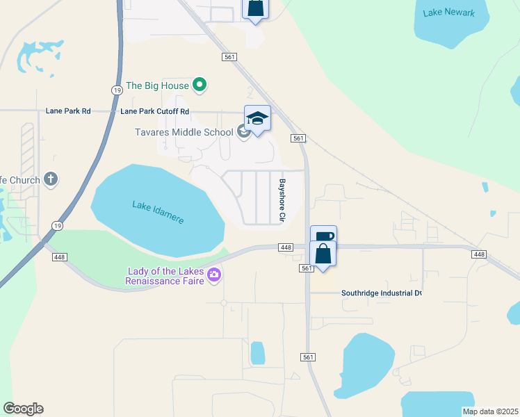 map of restaurants, bars, coffee shops, grocery stores, and more near 3719 Windy Meadow Drive in Tavares