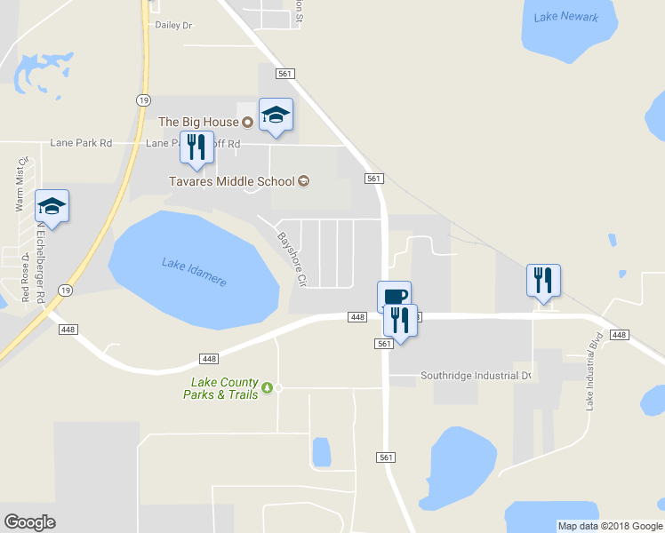 map of restaurants, bars, coffee shops, grocery stores, and more near 3722 Meadow Green Drive in Tavares