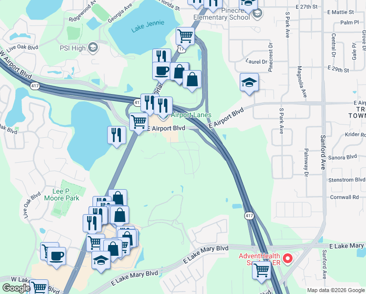 map of restaurants, bars, coffee shops, grocery stores, and more near 1250 Windsor Avenue in Longwood