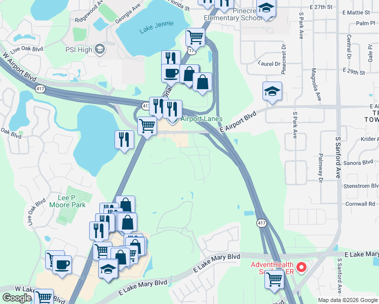 map of restaurants, bars, coffee shops, grocery stores, and more near 1250 Windsor Avenue in Longwood