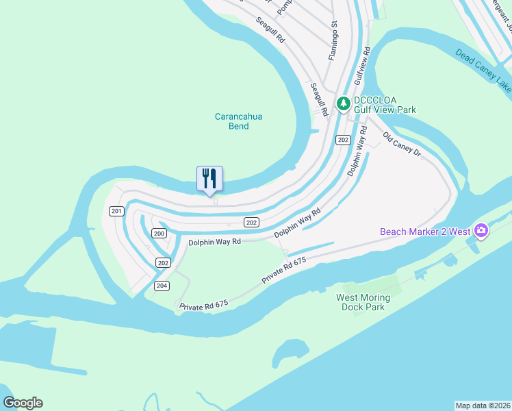map of restaurants, bars, coffee shops, grocery stores, and more near 1404 County Road 201 in Bay City