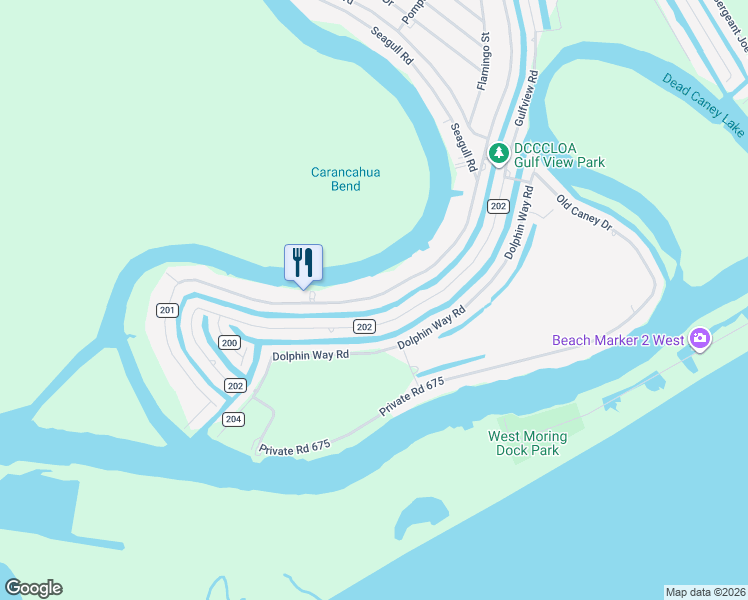 map of restaurants, bars, coffee shops, grocery stores, and more near 1404 County Road 201 in Bay City