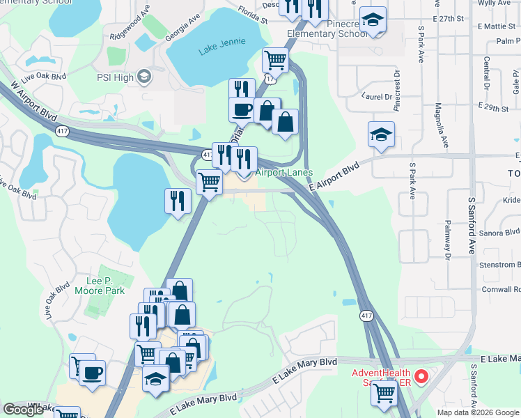 map of restaurants, bars, coffee shops, grocery stores, and more near 1250 Windsor Avenue in Longwood