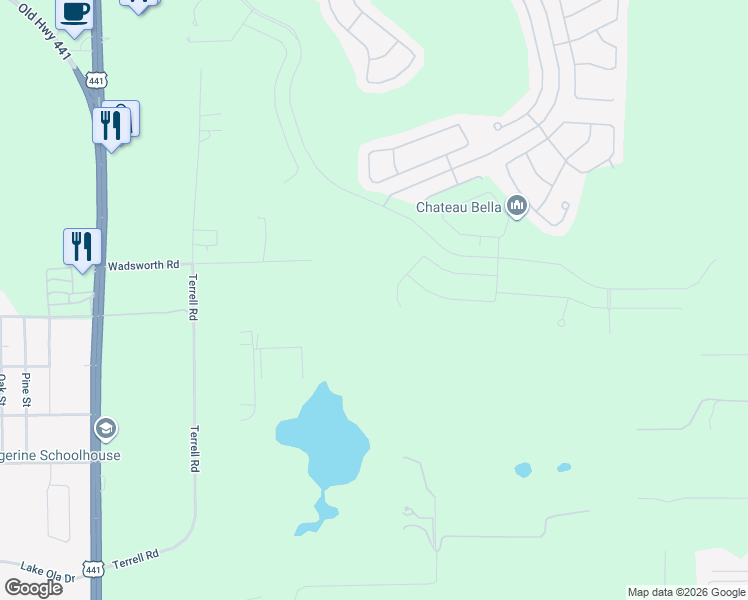 map of restaurants, bars, coffee shops, grocery stores, and more near 6248 Wadsworth Road in Mount Dora