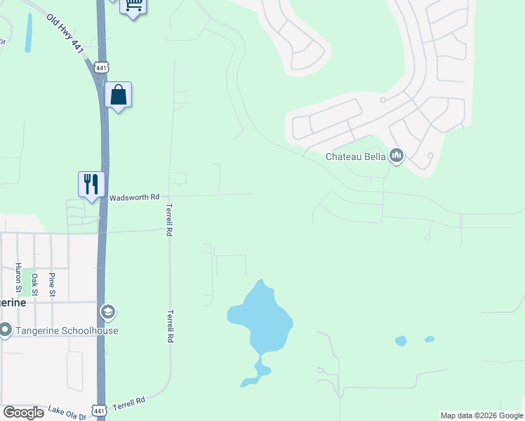 map of restaurants, bars, coffee shops, grocery stores, and more near 6248 Wadsworth Road in Mount Dora