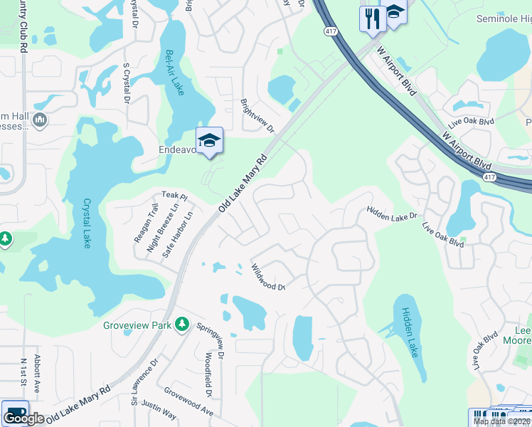 map of restaurants, bars, coffee shops, grocery stores, and more near 3041 Egrets Landing Drive in Lake Mary