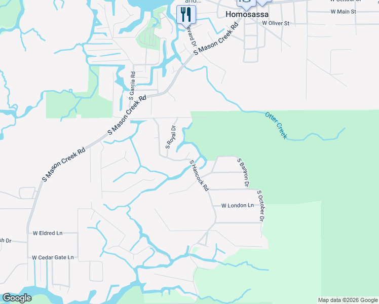 map of restaurants, bars, coffee shops, grocery stores, and more near 6120 South Candice Path in Homosassa
