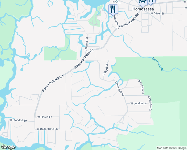map of restaurants, bars, coffee shops, grocery stores, and more near 6176 South Hancock Road in Homosassa