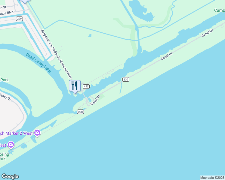 map of restaurants, bars, coffee shops, grocery stores, and more near 256 Cr 230 Canal Drive in Bay City