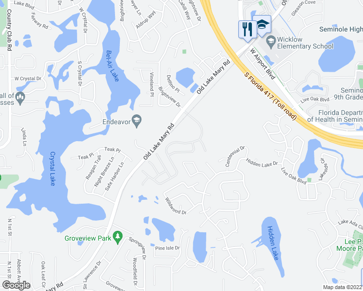 map of restaurants, bars, coffee shops, grocery stores, and more near 2921 Egrets Landing Drive in Lake Mary