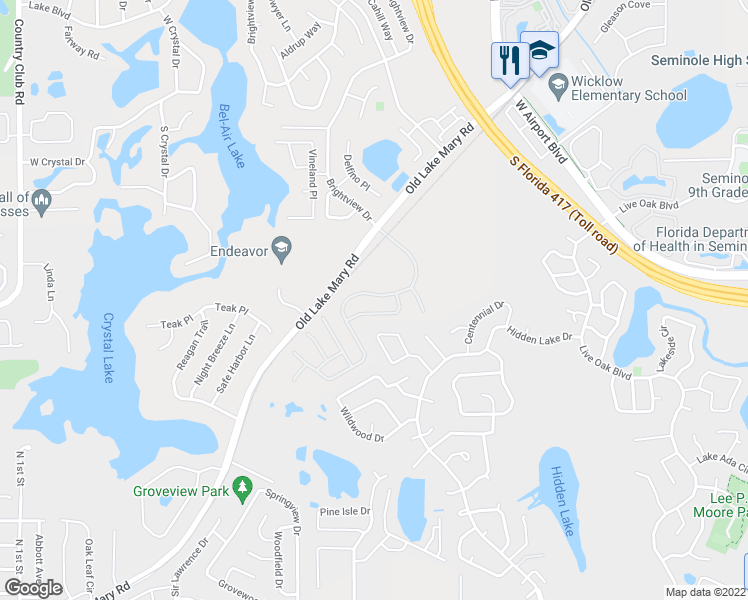 map of restaurants, bars, coffee shops, grocery stores, and more near 2921 Egrets Landing Drive in Lake Mary