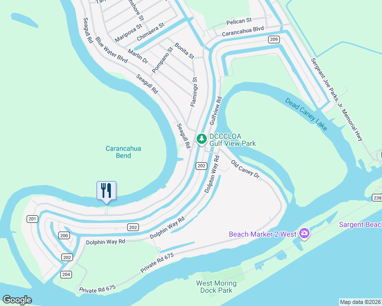 map of restaurants, bars, coffee shops, grocery stores, and more near County Road 201 in Sargent