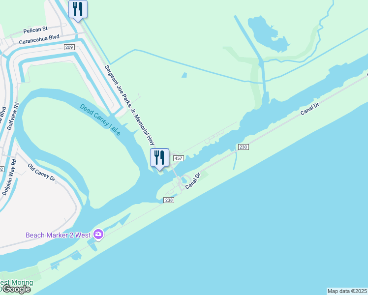 map of restaurants, bars, coffee shops, grocery stores, and more near 104 Marina Drive in Bay City