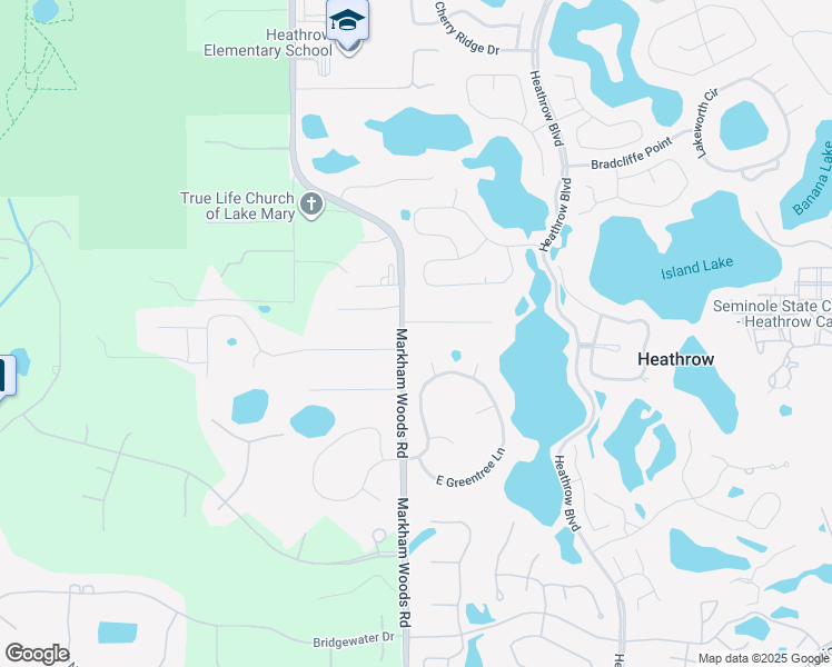 map of restaurants, bars, coffee shops, grocery stores, and more near 297 Walnut Ridge Circle in Lake Mary