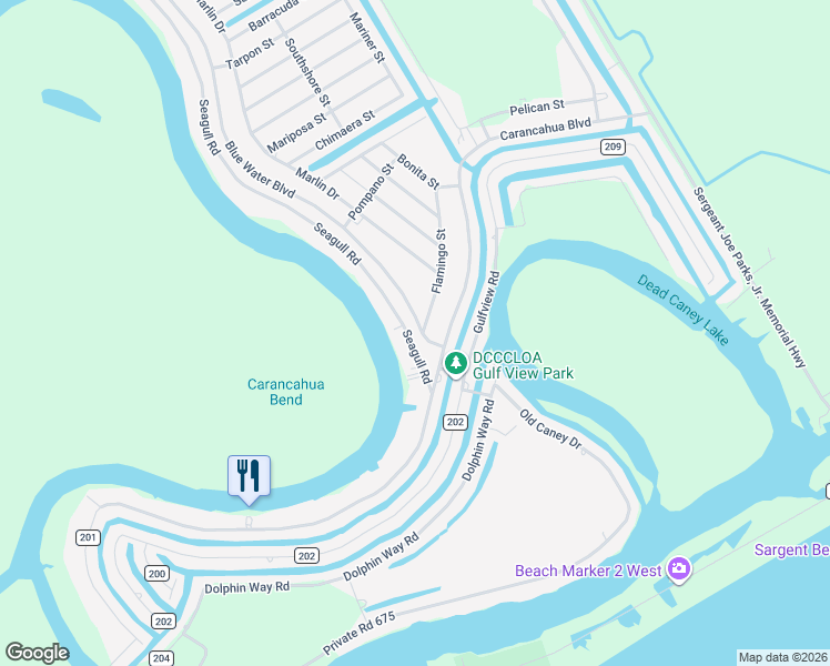 map of restaurants, bars, coffee shops, grocery stores, and more near 664 Blue Water Boulevard in Bay City