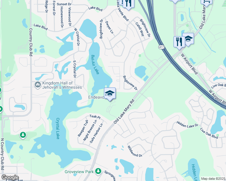 map of restaurants, bars, coffee shops, grocery stores, and more near 915 Vineland Place in Lake Mary