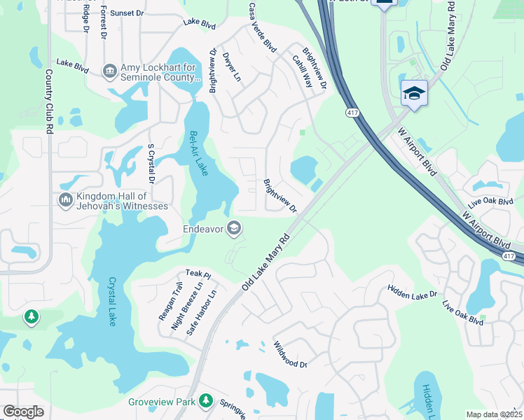 map of restaurants, bars, coffee shops, grocery stores, and more near 2815 Aragon Terrace in Lake Mary