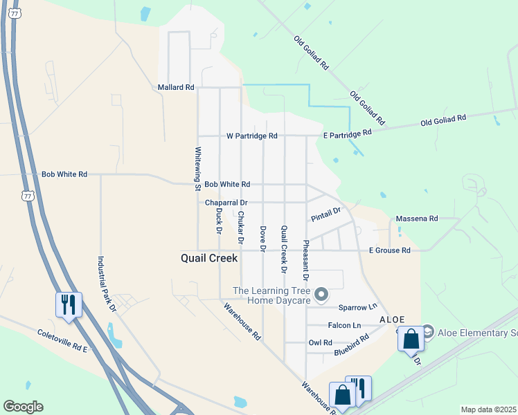 map of restaurants, bars, coffee shops, grocery stores, and more near 601 Dove Drive in Victoria