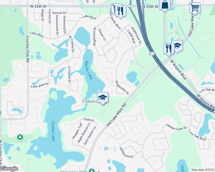 map of restaurants, bars, coffee shops, grocery stores, and more near 2917 Woodlands Park Court in Lake Mary