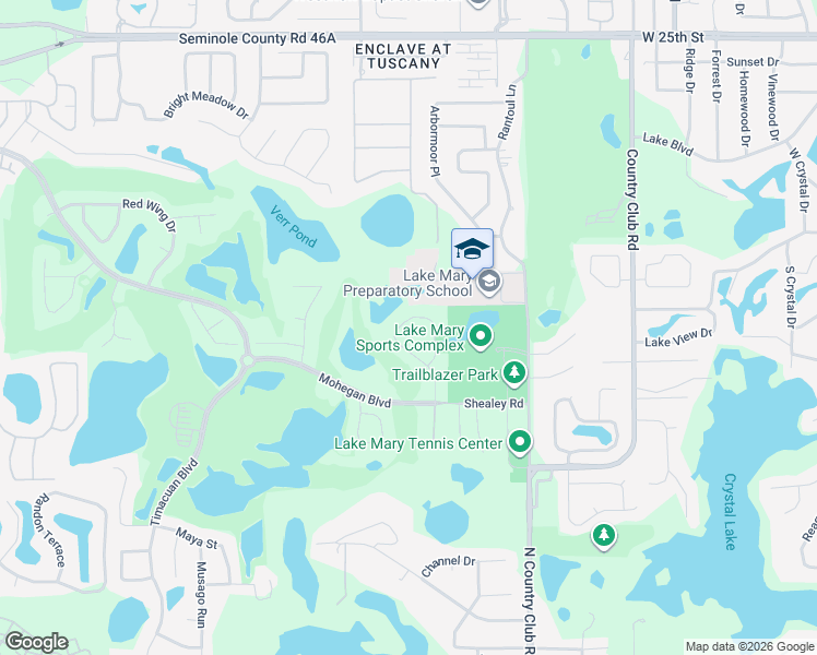 map of restaurants, bars, coffee shops, grocery stores, and more near 389 Mohave Terrace in Lake Mary