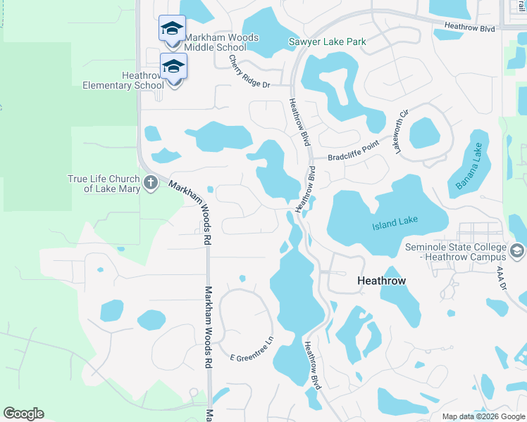 map of restaurants, bars, coffee shops, grocery stores, and more near 1652 Rockdale Loop in Lake Mary