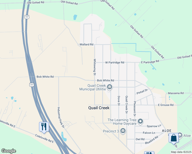 map of restaurants, bars, coffee shops, grocery stores, and more near 704 Whitewing Street in Victoria