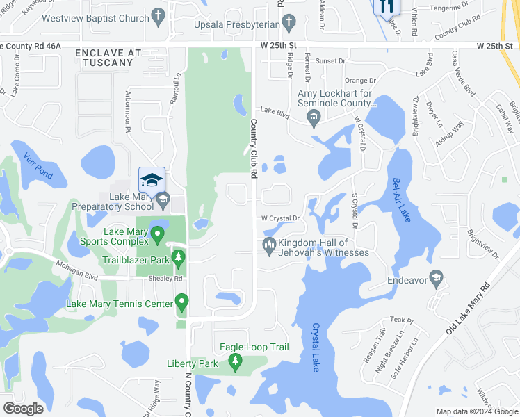 map of restaurants, bars, coffee shops, grocery stores, and more near 105 Golfside Circle in Sanford