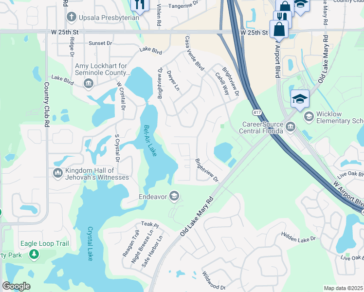 map of restaurants, bars, coffee shops, grocery stores, and more near 1130 Vineland Place in Lake Mary