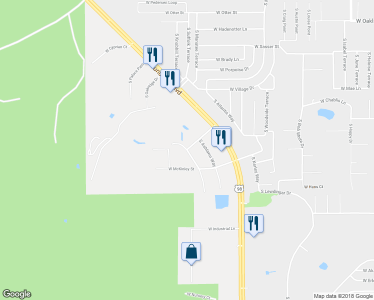 map of restaurants, bars, coffee shops, grocery stores, and more near 5801 South Garfield Way in Homosassa