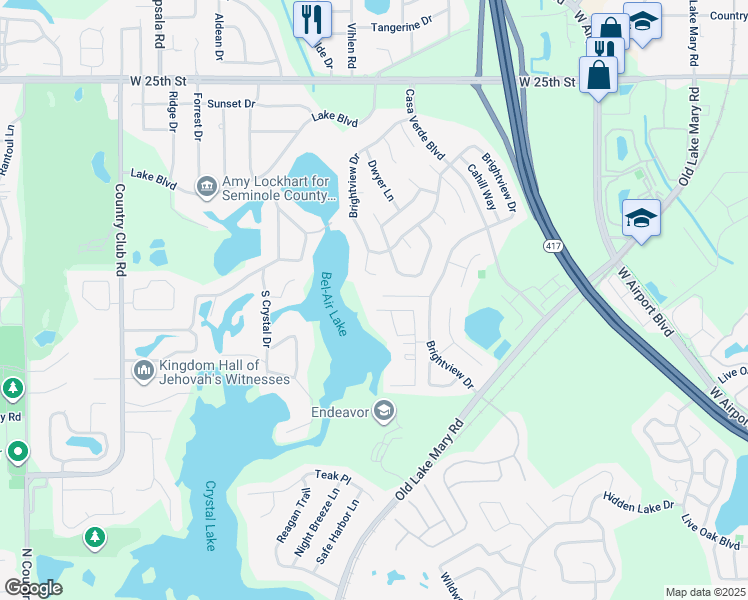 map of restaurants, bars, coffee shops, grocery stores, and more near 2780 Copper Ridge Court in Lake Mary